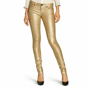 David Kahn Women's Nikki Pencil Leg Jean Stretch Size 30 Cotton Gold Casual